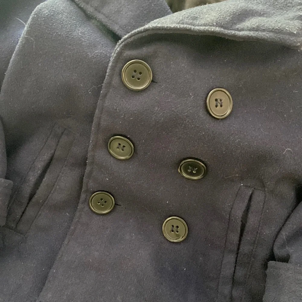 Little Boy Fleece Navy Blue Pea Coat Buttons